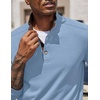 image:imageCOOFANDY Mens Quarter Button Pullover Long Sleeve Stand Collar TShirtsLight Blue