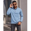 image:imageCOOFANDY Mens Quarter Button Pullover Long Sleeve Stand Collar TShirtsLight Blue