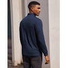 image:imageCOOFANDY Mens Quarter Button Pullover Long Sleeve Stand Collar TShirtsNavy Blue