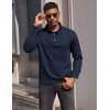 image:imageCOOFANDY Mens Quarter Button Pullover Long Sleeve Stand Collar TShirtsNavy Blue
