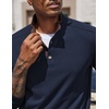 image:imageCOOFANDY Mens Quarter Button Pullover Long Sleeve Stand Collar TShirtsNavy Blue