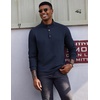 image:imageCOOFANDY Mens Quarter Button Pullover Long Sleeve Stand Collar TShirtsNavy Blue