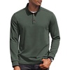 image:imageCOOFANDY Mens Quarter Button Pullover Long Sleeve Stand Collar TShirtsArmy Green