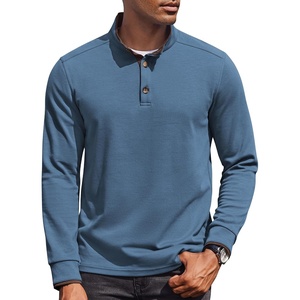 image:imageCOOFANDY Mens Quarter Button Pullover Long Sleeve Stand Collar TShirtsGrey Blue