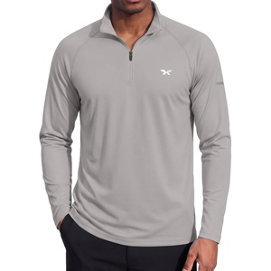 image:imageCOOFANDY Mens Quarter Zip Pullover UPF 50 Long Sleeve Athletic ShirtsLight Grey