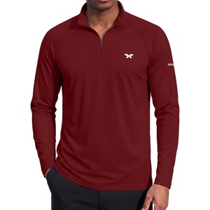 image:imageCOOFANDY Mens Quarter Zip Pullover UPF 50 Long Sleeve Athletic ShirtsWine Red