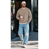 image:imageCOOFANDY Mens Sweatshirt Crew Neck Lightweight Fleece Pullover TShirtKhaki