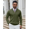 image:imageCOOFANDY Quarter Zip Pullover Men 14 Zip Sweaters Business Casual SweaterArmy Green