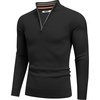 image:imageCOOFANDY Quarter Zip Pullover Men 14 Zip Sweaters Business Casual SweaterBlack