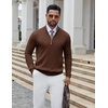 image:imageCOOFANDY Quarter Zip Pullover Men 14 Zip Sweaters Business Casual SweaterCaramel