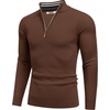 image:imageCOOFANDY Quarter Zip Pullover Men 14 Zip Sweaters Business Casual SweaterCaramel