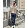 image:imageCOOFANDY Quarter Zip Pullover Men 14 Zip Sweaters Business Casual SweaterChampagne