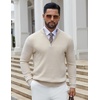 image:imageCOOFANDY Quarter Zip Pullover Men 14 Zip Sweaters Business Casual SweaterChampagne