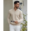 image:imageCOOFANDY Quarter Zip Pullover Men 14 Zip Sweaters Business Casual SweaterChampagne