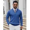 image:imageCOOFANDY Quarter Zip Pullover Men 14 Zip Sweaters Business Casual SweaterDenim Blue