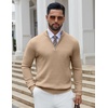image:imageCOOFANDY Quarter Zip Pullover Men 14 Zip Sweaters Business Casual SweaterKhaki