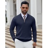 image:imageCOOFANDY Quarter Zip Pullover Men 14 Zip Sweaters Business Casual SweaterNavy Blue