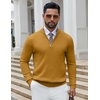 image:imageCOOFANDY Quarter Zip Pullover Men 14 Zip Sweaters Business Casual SweaterTurmeric