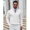 image:imageCOOFANDY Quarter Zip Pullover Men 14 Zip Sweaters Business Casual SweaterWhite
