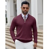 image:imageCOOFANDY Quarter Zip Pullover Men 14 Zip Sweaters Business Casual SweaterWine Red