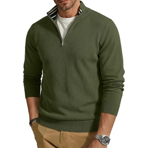 image:imageCOOFANDY Quarter Zip Pullover Men 14 Zip Sweaters Business Casual SweaterArmy Green