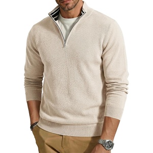 image:imageCOOFANDY Quarter Zip Pullover Men 14 Zip Sweaters Business Casual SweaterChampagne