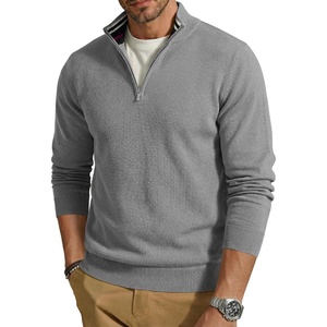 image:imageCOOFANDY Quarter Zip Pullover Men 14 Zip Sweaters Business Casual SweaterGrey