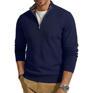 image:imageCOOFANDY Quarter Zip Pullover Men 14 Zip Sweaters Business Casual SweaterNavy Blue