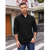 image:imageCOOFANDY Mens Quarter Zip Cotton Pullover Mock Neck Casual SweatshirtBlack