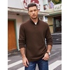image:imageCOOFANDY Mens Quarter Zip Cotton Pullover Mock Neck Casual SweatshirtBrown