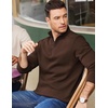 image:imageCOOFANDY Mens Quarter Zip Cotton Pullover Mock Neck Casual SweatshirtBrown