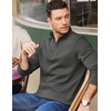 image:imageCOOFANDY Mens Quarter Zip Cotton Pullover Mock Neck Casual SweatshirtDark Grey