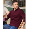 image:imageCOOFANDY Mens Quarter Zip Cotton Pullover Mock Neck Casual SweatshirtDark Red
