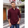 image:imageCOOFANDY Mens Quarter Zip Cotton Pullover Mock Neck Casual SweatshirtDark Red