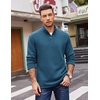 image:imageCOOFANDY Mens Quarter Zip Cotton Pullover Mock Neck Casual SweatshirtGrey Blue