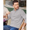 image:imageCOOFANDY Mens Quarter Zip Cotton Pullover Mock Neck Casual SweatshirtLight Grey