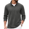 image:imageCOOFANDY Mens Quarter Zip Cotton Pullover Mock Neck Casual SweatshirtDark Grey