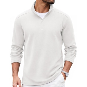 image:imageCOOFANDY Mens Quarter Zip Cotton Pullover Mock Neck Casual SweatshirtWhite
