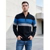 image:imageCOOFANDY Mens Quarter Zip Up Pullover Slim Fit Lightweight Mock Neck Long Sleeve SweatersBlackstripes