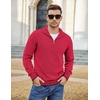 image:imageCOOFANDY Mens Quarter Zip Up Pullover Slim Fit Lightweight Mock Neck Long Sleeve SweatersRed