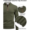 image:imageCOOFANDY Mens Quarter Zip Sweater Casual Slim Fit Mock Neck Knit PulloverArmy Green