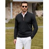 image:imageCOOFANDY Mens Quarter Zip Sweater Casual Slim Fit Mock Neck Knit PulloverBlack