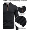 image:imageCOOFANDY Mens Quarter Zip Sweater Casual Slim Fit Mock Neck Knit PulloverBlack