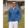 image:imageCOOFANDY Mens Quarter Zip Sweater Casual Slim Fit Mock Neck Knit PulloverBlue