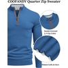 image:imageCOOFANDY Mens Quarter Zip Sweater Casual Slim Fit Mock Neck Knit PulloverBlue