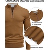 image:imageCOOFANDY Mens Quarter Zip Sweater Casual Slim Fit Mock Neck Knit PulloverBrown