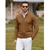 image:imageCOOFANDY Mens Quarter Zip Sweater Casual Slim Fit Mock Neck Knit PulloverBrown