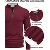 image:imageCOOFANDY Mens Quarter Zip Sweater Casual Slim Fit Mock Neck Knit PulloverBurgundy