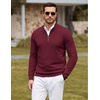 image:imageCOOFANDY Mens Quarter Zip Sweater Casual Slim Fit Mock Neck Knit PulloverBurgundy