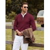 image:imageCOOFANDY Mens Quarter Zip Sweater Casual Slim Fit Mock Neck Knit PulloverBurgundy